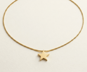 El Collar Estrella Minimal Golden es una joya radiante que captura la esencia de la luz celestial. Presenta un dije de estrella sólida con acabado pulido espejo que se desliza sobre una sofisticada cadena tipo serpiente. Fabricado en acero quirúrgico con recubrimiento PVD, es una pieza atemporal, resistente y elegante, ideal para brillar con sobriedad.